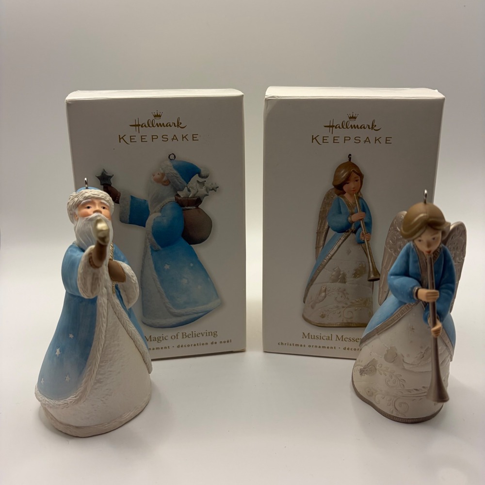 Hallmark Keepsake 2010 Magic of Believing Santa & Musical Messenger Angel Set